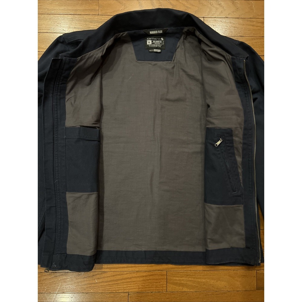 Carhartt Rugged Flex Jacket Mens XL Navy Blue OJ6306-M Relaxed Fit Workwear - Picture 10 of 16